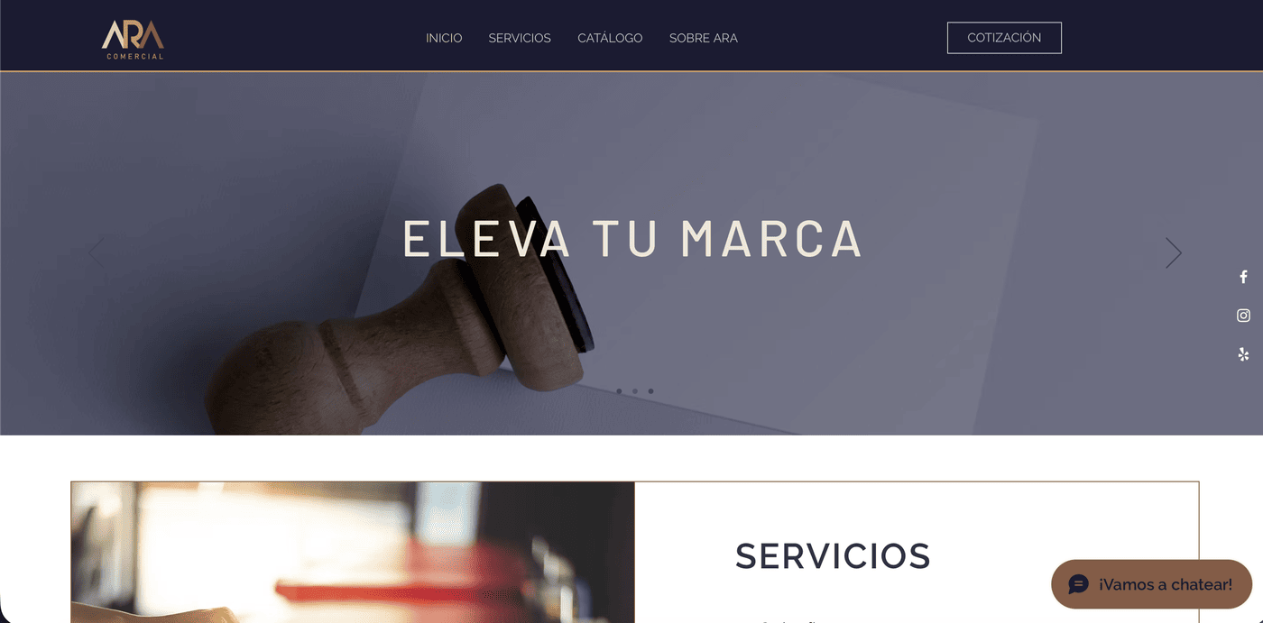 Sitio web de Ara Comercial diseñado por Koyopa Studio